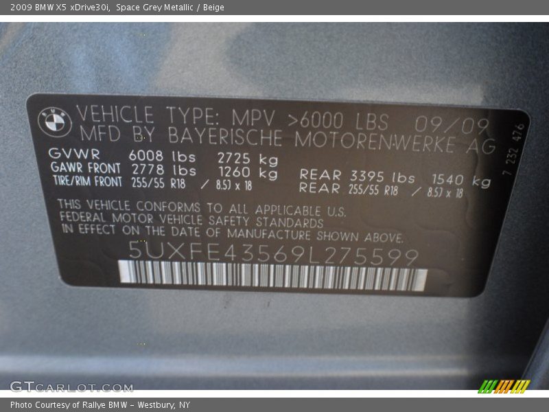Space Grey Metallic / Beige 2009 BMW X5 xDrive30i