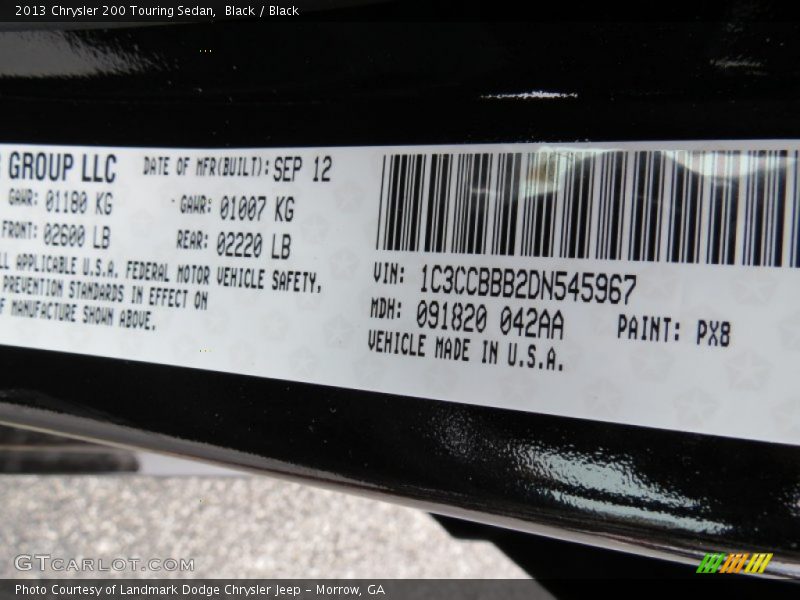 Black / Black 2013 Chrysler 200 Touring Sedan