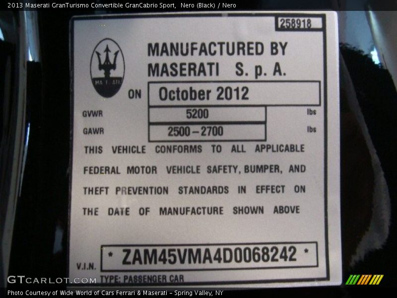 Nero (Black) / Nero 2013 Maserati GranTurismo Convertible GranCabrio Sport