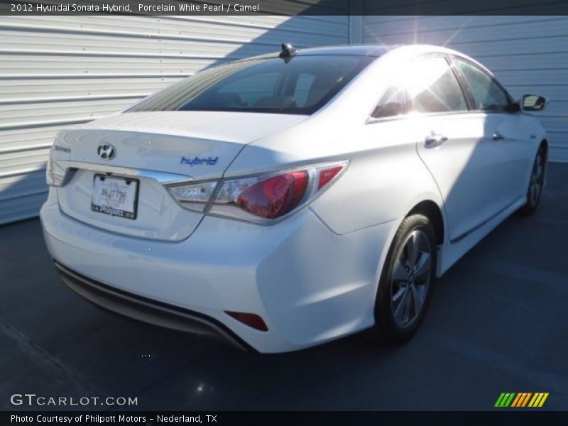 Porcelain White Pearl / Camel 2012 Hyundai Sonata Hybrid