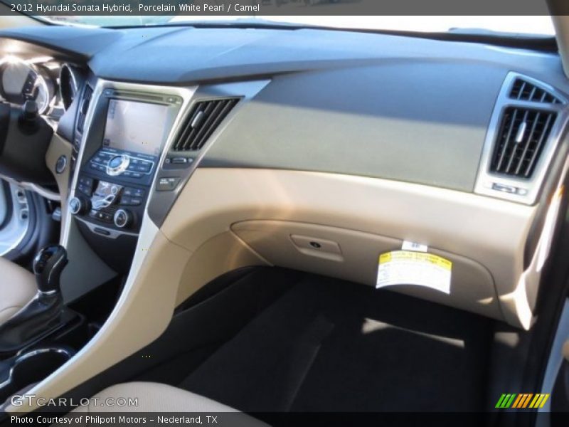 Porcelain White Pearl / Camel 2012 Hyundai Sonata Hybrid