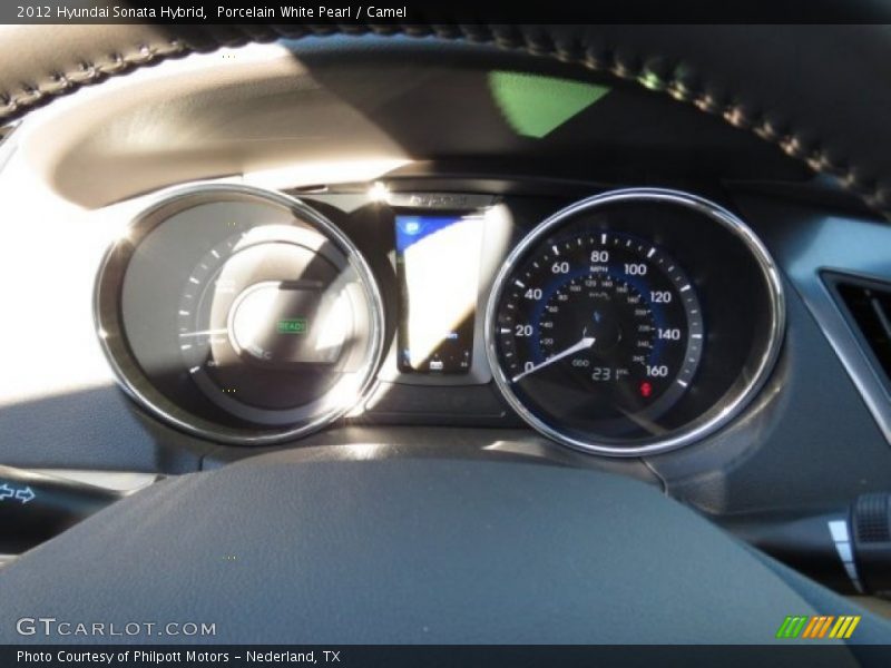 Porcelain White Pearl / Camel 2012 Hyundai Sonata Hybrid