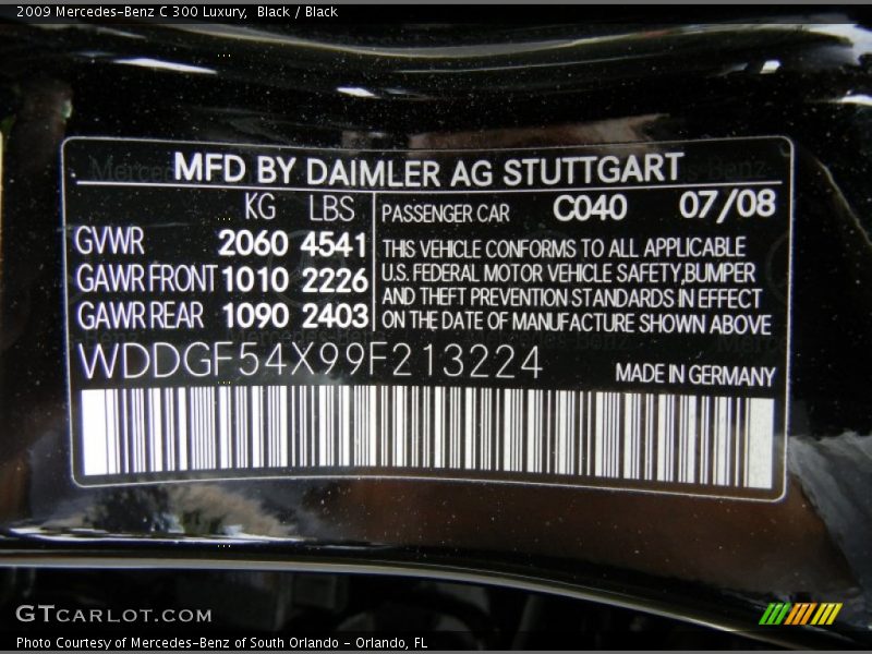 Black / Black 2009 Mercedes-Benz C 300 Luxury