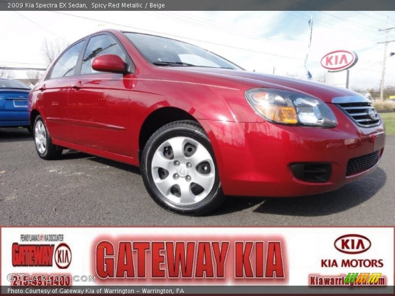 Spicy Red Metallic / Beige 2009 Kia Spectra EX Sedan