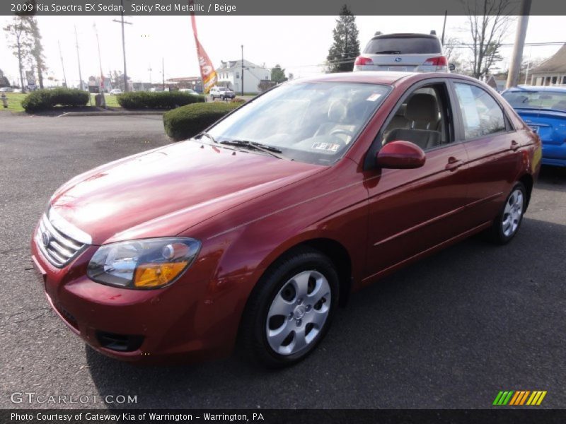 Spicy Red Metallic / Beige 2009 Kia Spectra EX Sedan