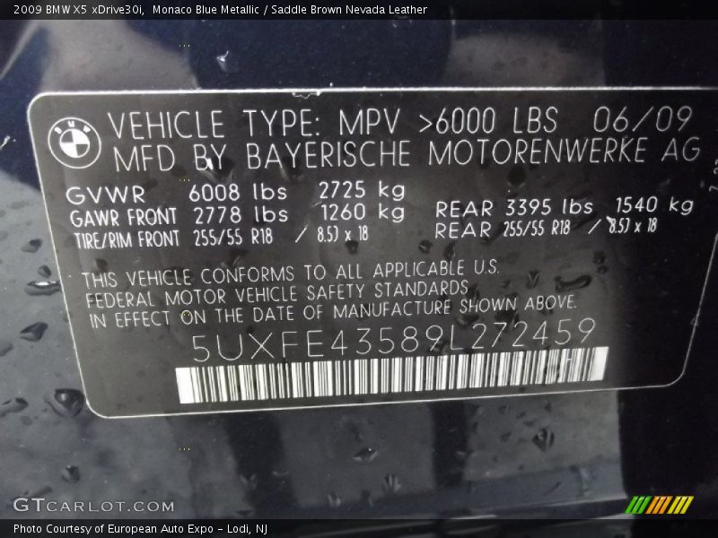 Monaco Blue Metallic / Saddle Brown Nevada Leather 2009 BMW X5 xDrive30i