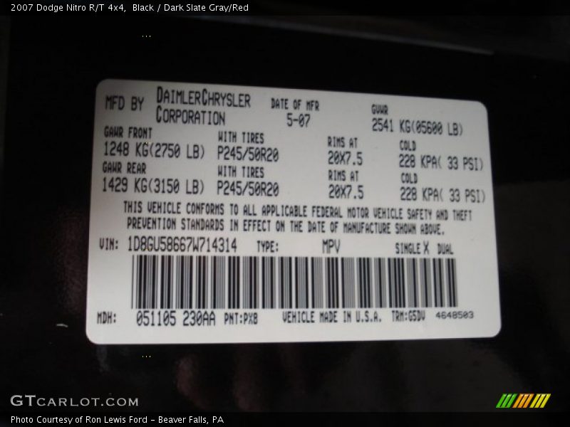 Black / Dark Slate Gray/Red 2007 Dodge Nitro R/T 4x4