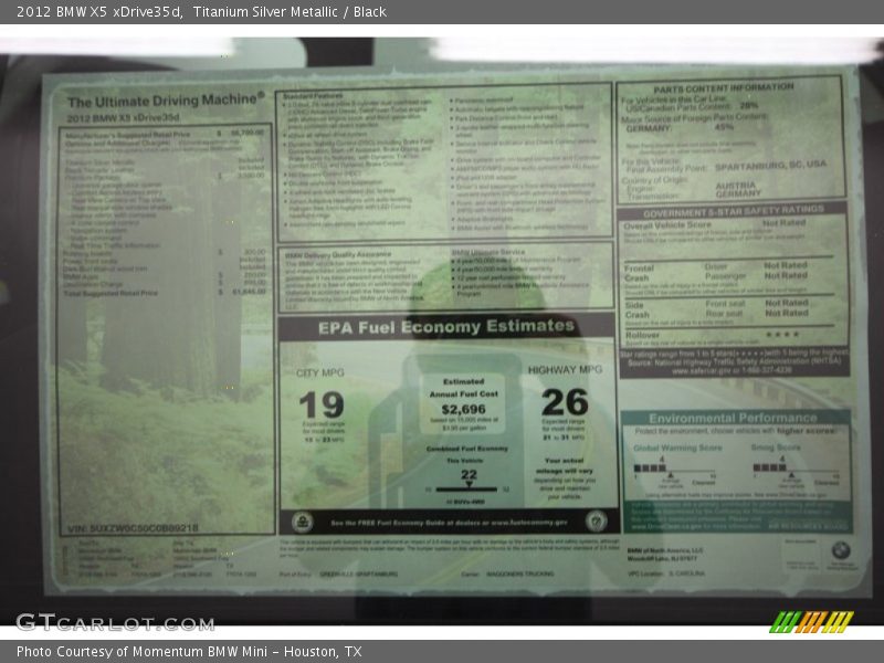 Titanium Silver Metallic / Black 2012 BMW X5 xDrive35d