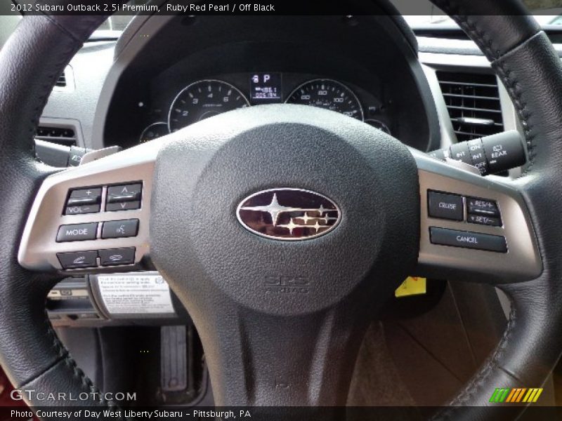 Ruby Red Pearl / Off Black 2012 Subaru Outback 2.5i Premium