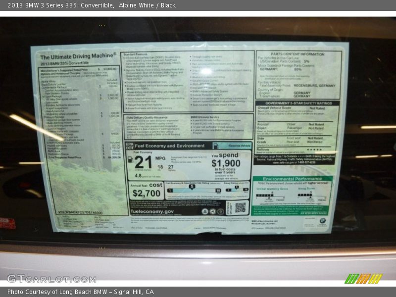 Alpine White / Black 2013 BMW 3 Series 335i Convertible