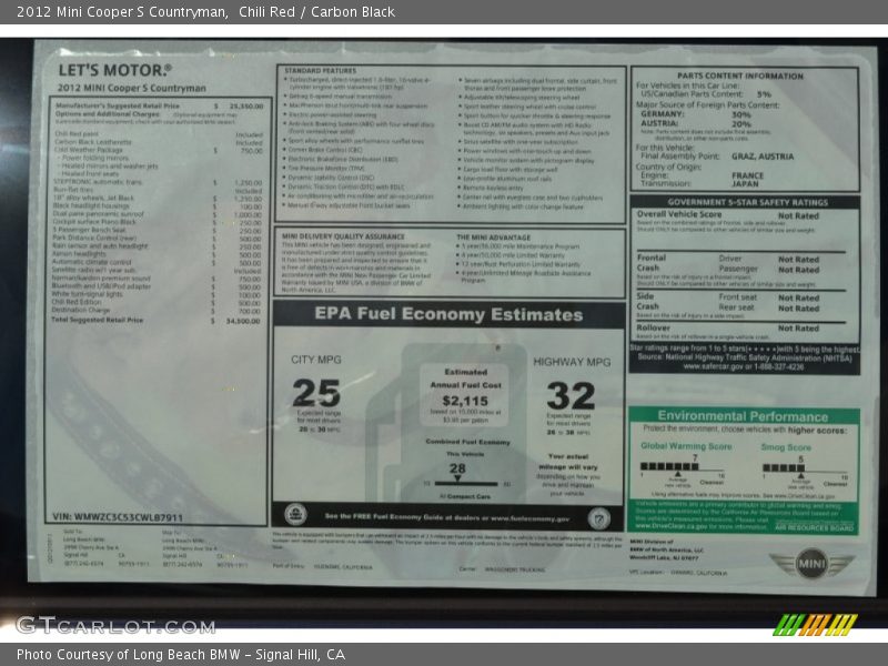 Chili Red / Carbon Black 2012 Mini Cooper S Countryman