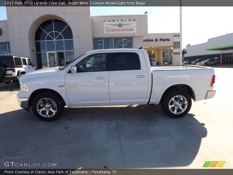 Bright White / Canyon Brown/Light Frost Beige 2013 Ram 1500 Laramie Crew Cab