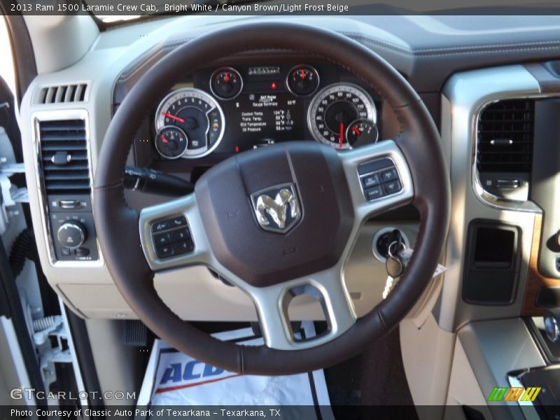 Bright White / Canyon Brown/Light Frost Beige 2013 Ram 1500 Laramie Crew Cab