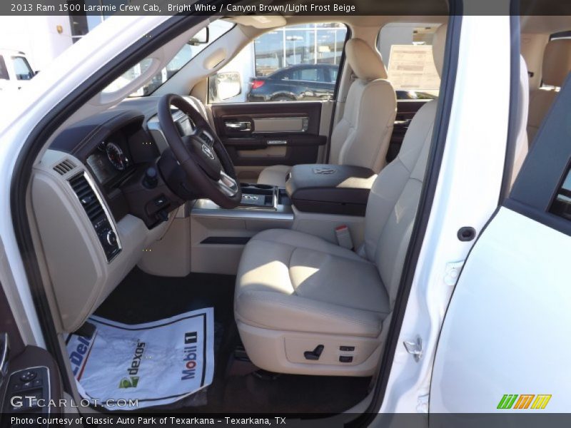 Bright White / Canyon Brown/Light Frost Beige 2013 Ram 1500 Laramie Crew Cab