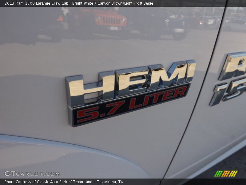 Bright White / Canyon Brown/Light Frost Beige 2013 Ram 1500 Laramie Crew Cab