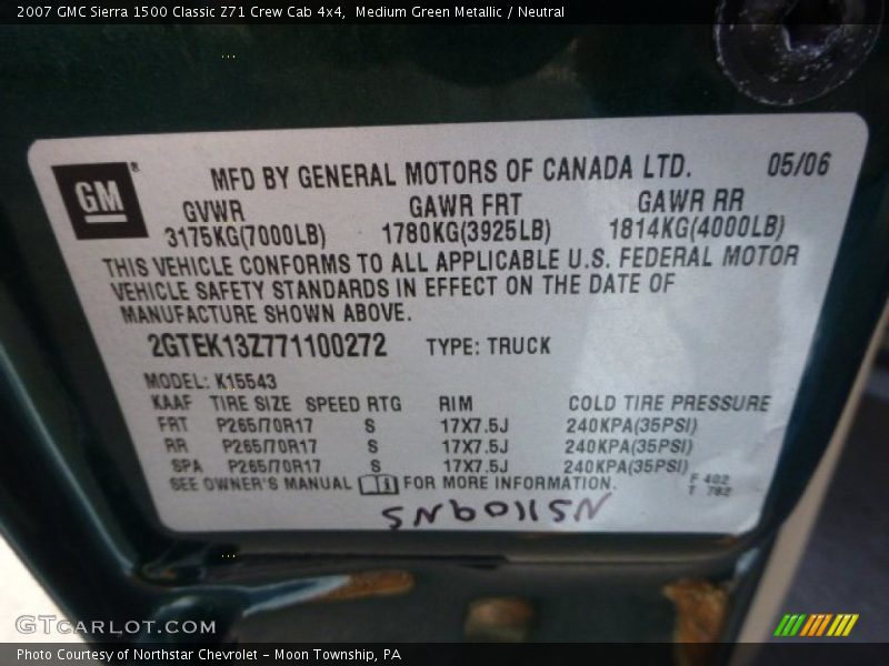 Medium Green Metallic / Neutral 2007 GMC Sierra 1500 Classic Z71 Crew Cab 4x4