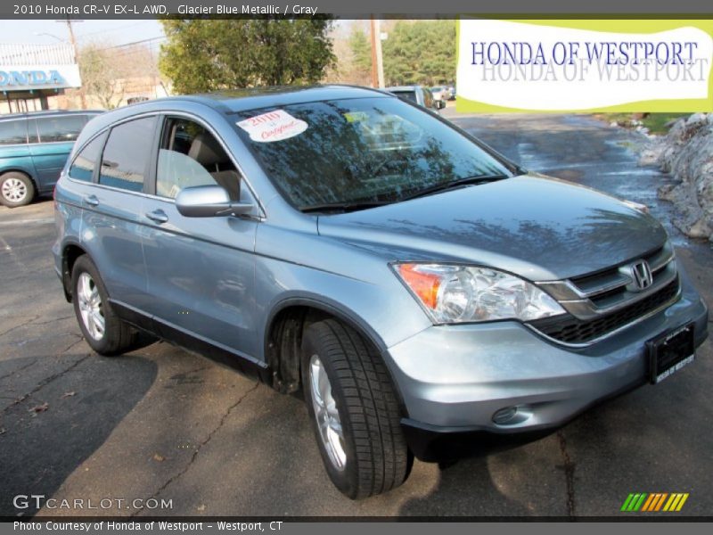 Glacier Blue Metallic / Gray 2010 Honda CR-V EX-L AWD