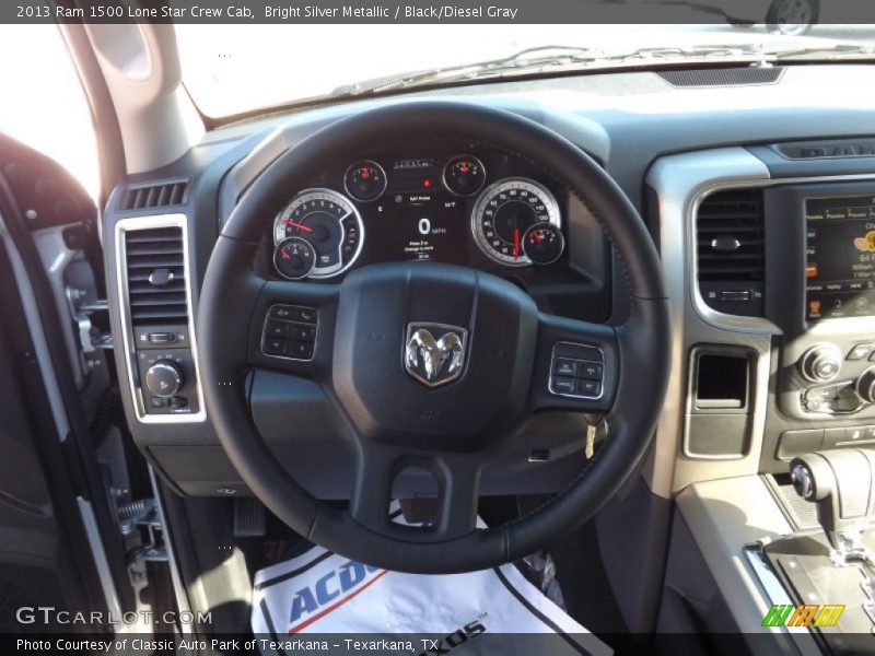 Bright Silver Metallic / Black/Diesel Gray 2013 Ram 1500 Lone Star Crew Cab