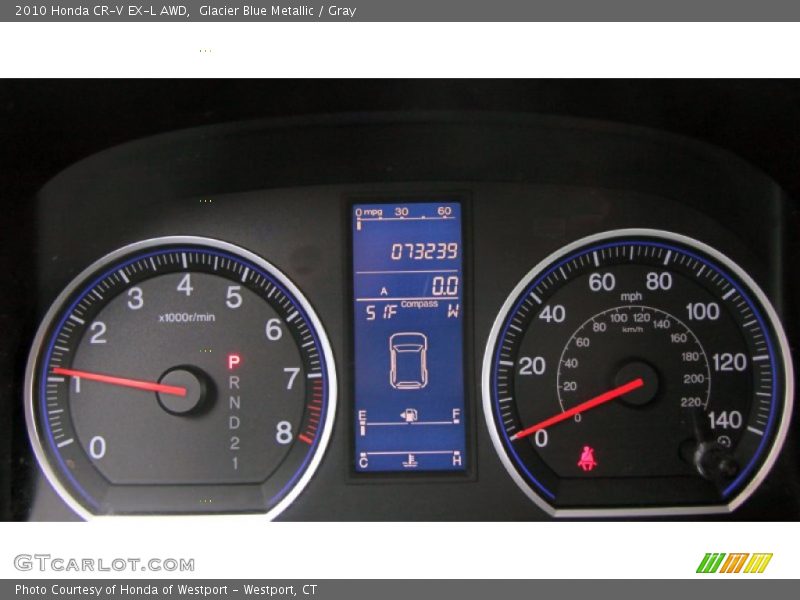 Glacier Blue Metallic / Gray 2010 Honda CR-V EX-L AWD