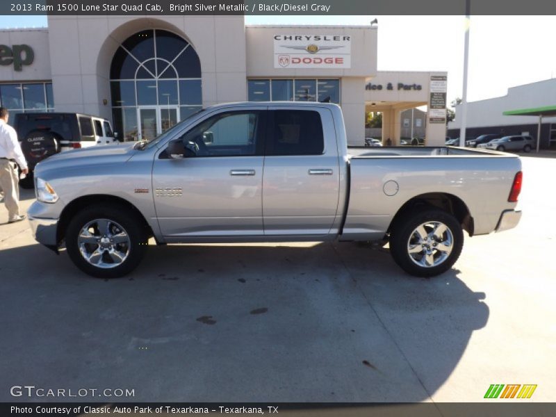 Bright Silver Metallic / Black/Diesel Gray 2013 Ram 1500 Lone Star Quad Cab