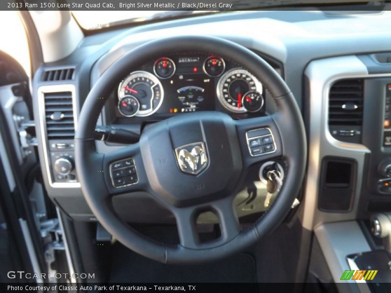 Bright Silver Metallic / Black/Diesel Gray 2013 Ram 1500 Lone Star Quad Cab