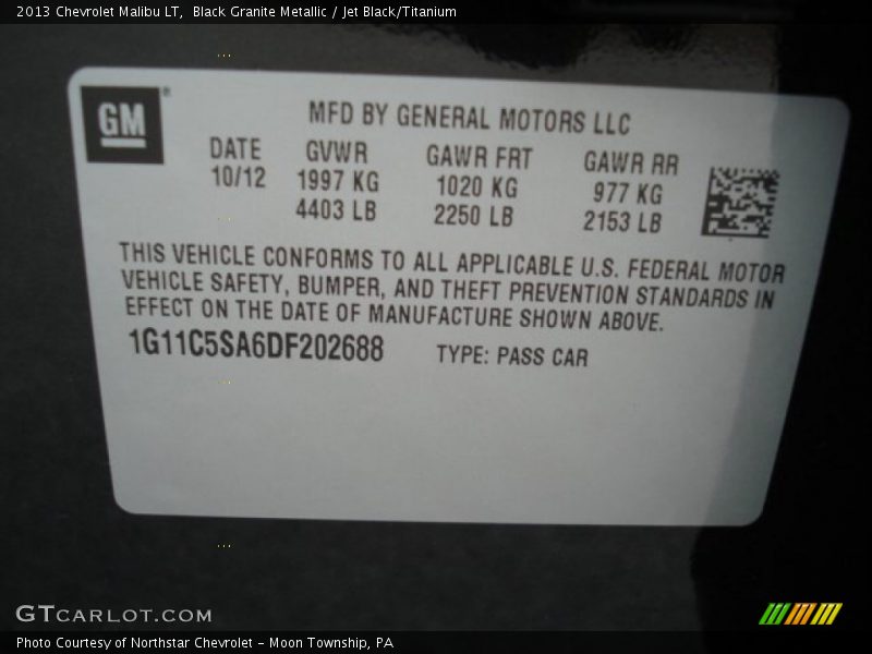 Black Granite Metallic / Jet Black/Titanium 2013 Chevrolet Malibu LT