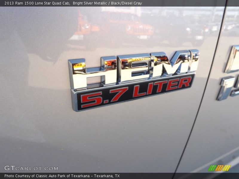 Bright Silver Metallic / Black/Diesel Gray 2013 Ram 1500 Lone Star Quad Cab