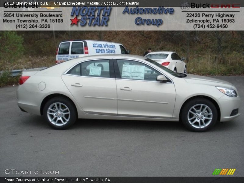 Champagne Silver Metallic / Cocoa/Light Neutral 2013 Chevrolet Malibu LT