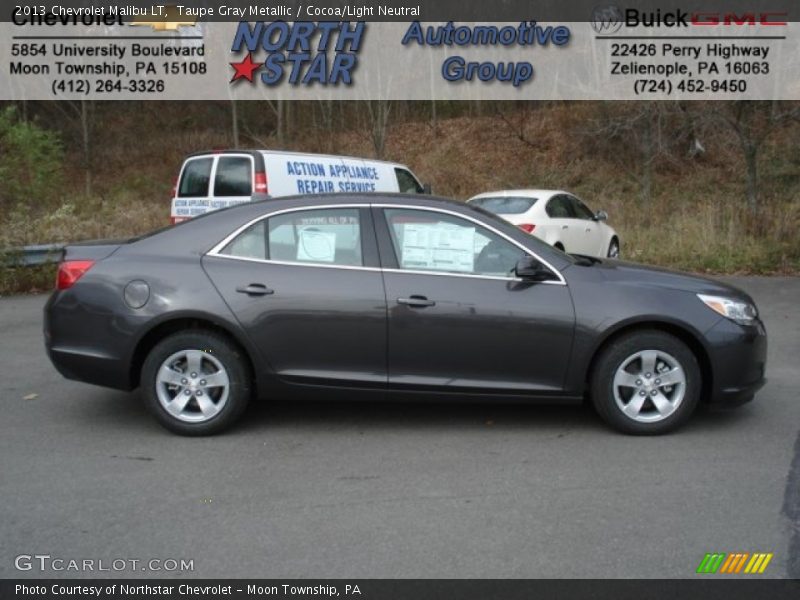 Taupe Gray Metallic / Cocoa/Light Neutral 2013 Chevrolet Malibu LT