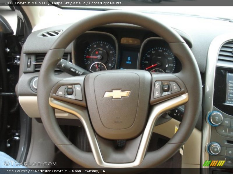 Taupe Gray Metallic / Cocoa/Light Neutral 2013 Chevrolet Malibu LT