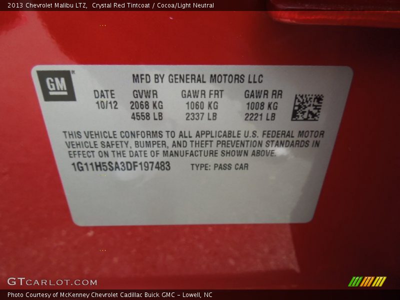 Crystal Red Tintcoat / Cocoa/Light Neutral 2013 Chevrolet Malibu LTZ