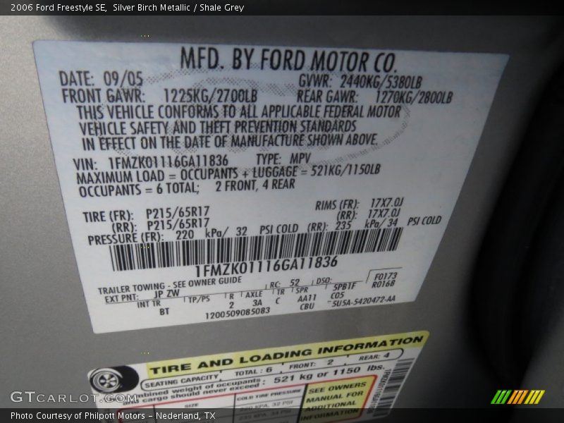 Silver Birch Metallic / Shale Grey 2006 Ford Freestyle SE