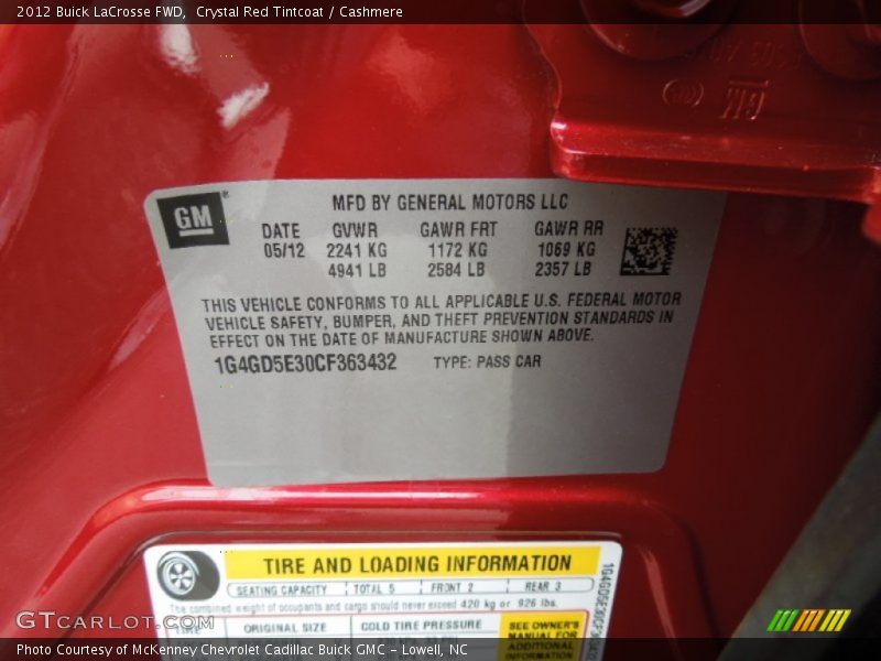Crystal Red Tintcoat / Cashmere 2012 Buick LaCrosse FWD