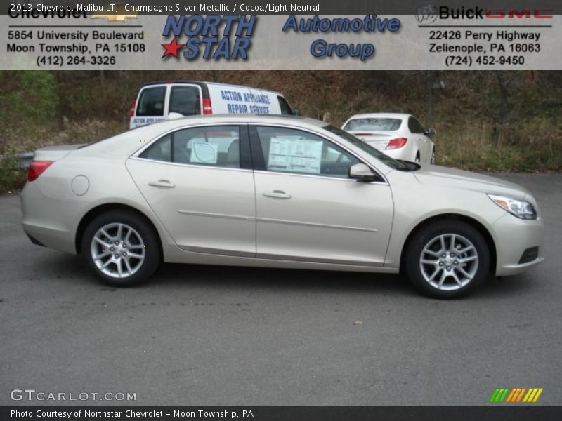 Champagne Silver Metallic / Cocoa/Light Neutral 2013 Chevrolet Malibu LT