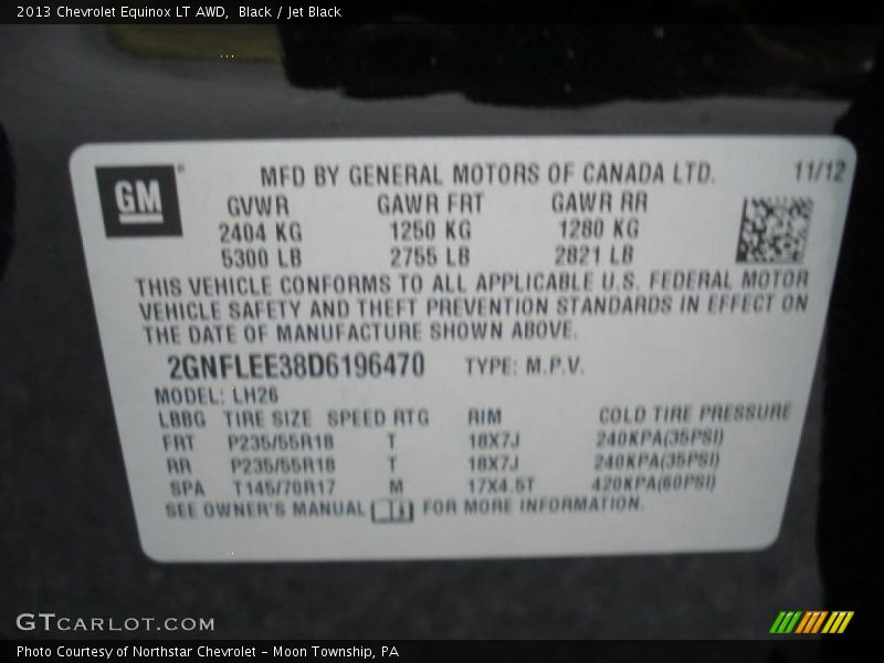 Black / Jet Black 2013 Chevrolet Equinox LT AWD