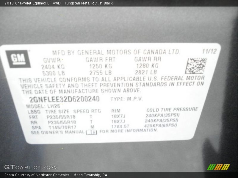 Tungsten Metallic / Jet Black 2013 Chevrolet Equinox LT AWD