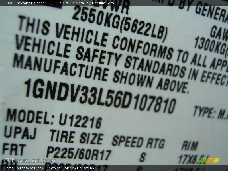 Blue Granite Metallic / Medium Gray 2006 Chevrolet Uplander LT