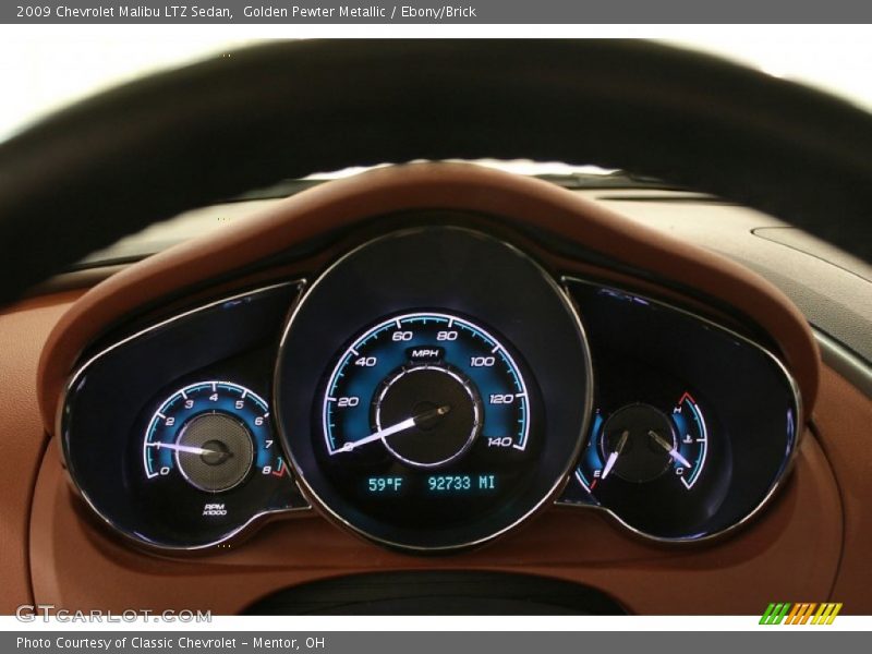 Golden Pewter Metallic / Ebony/Brick 2009 Chevrolet Malibu LTZ Sedan