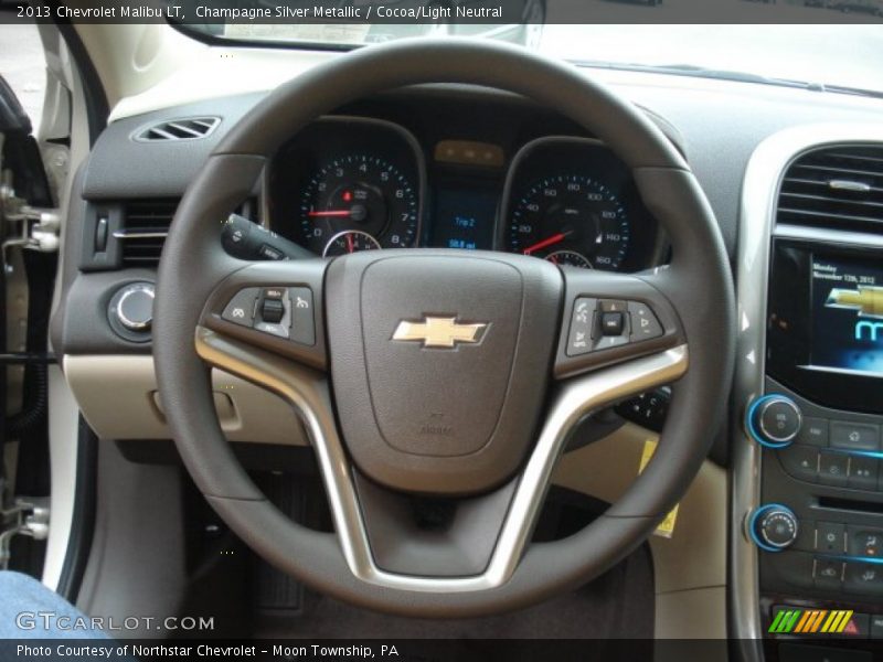 Champagne Silver Metallic / Cocoa/Light Neutral 2013 Chevrolet Malibu LT