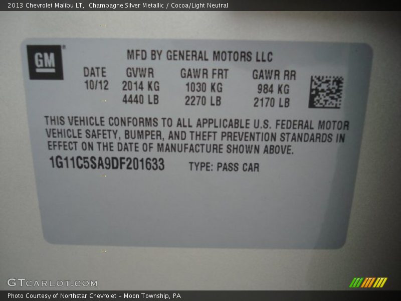 Champagne Silver Metallic / Cocoa/Light Neutral 2013 Chevrolet Malibu LT