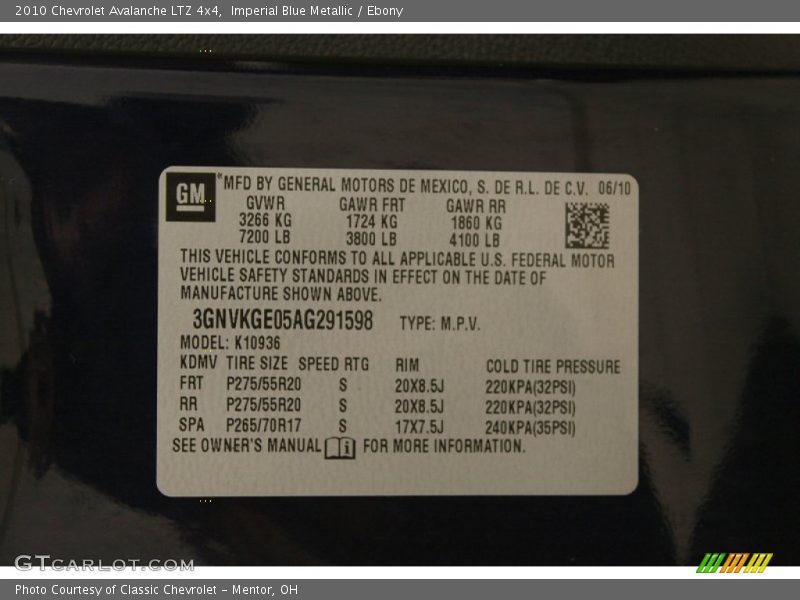 Imperial Blue Metallic / Ebony 2010 Chevrolet Avalanche LTZ 4x4