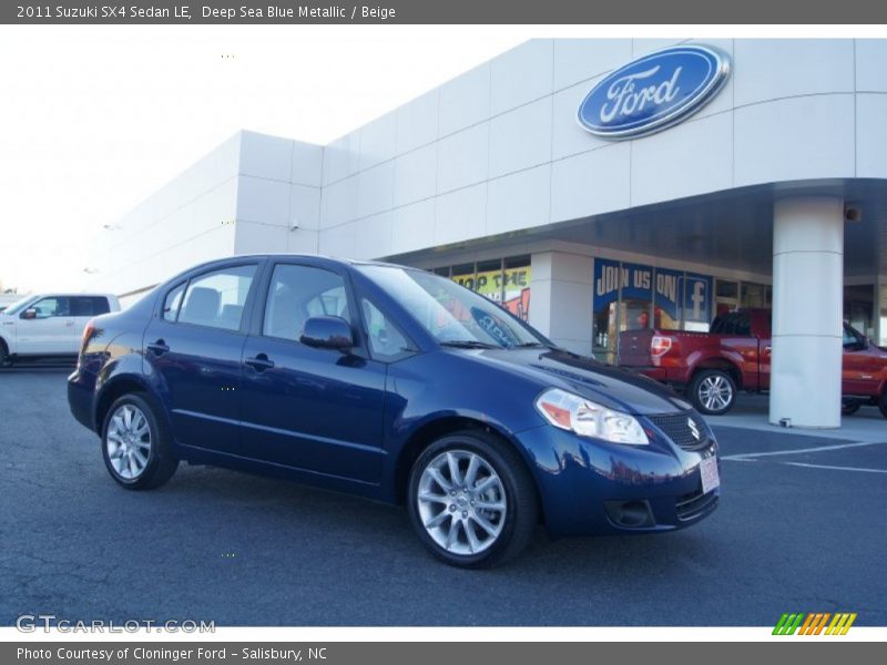 Deep Sea Blue Metallic / Beige 2011 Suzuki SX4 Sedan LE