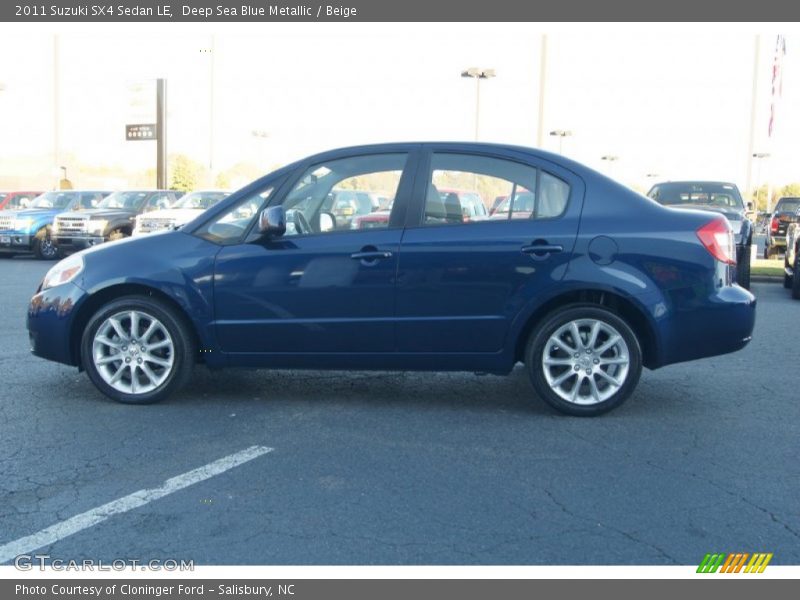 Deep Sea Blue Metallic / Beige 2011 Suzuki SX4 Sedan LE