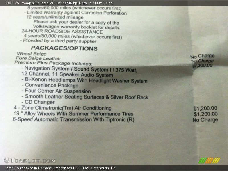 Wheat Beige Metallic / Pure Beige 2004 Volkswagen Touareg V8