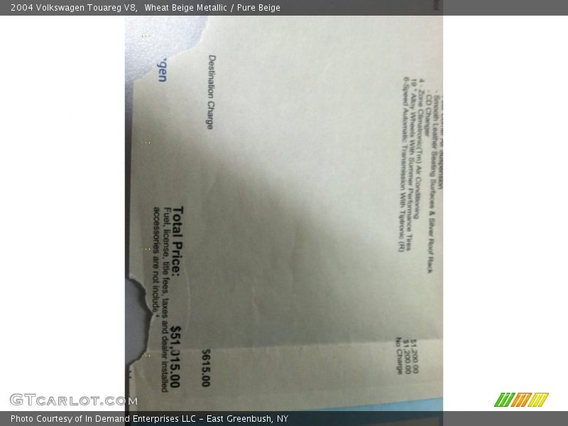 Wheat Beige Metallic / Pure Beige 2004 Volkswagen Touareg V8