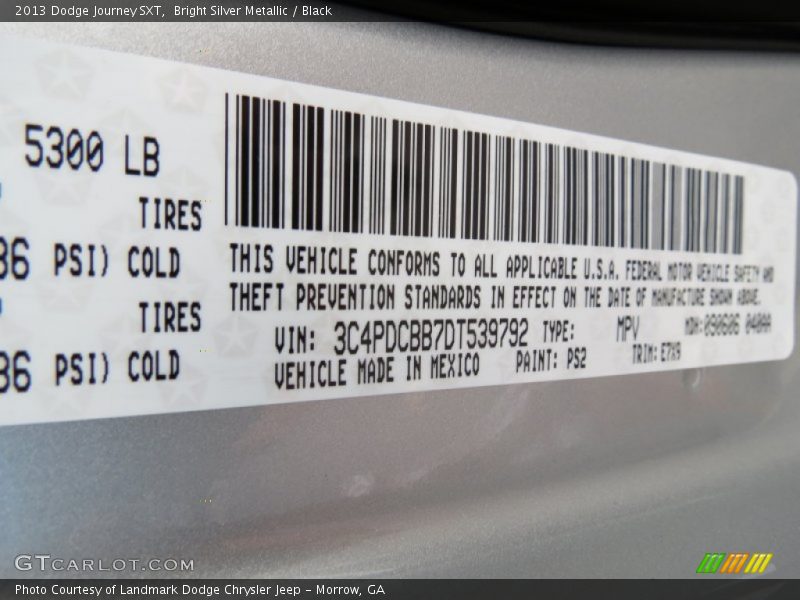 Bright Silver Metallic / Black 2013 Dodge Journey SXT