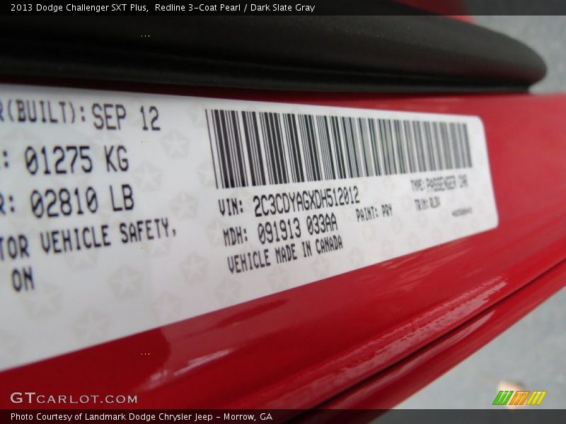 Redline 3-Coat Pearl / Dark Slate Gray 2013 Dodge Challenger SXT Plus