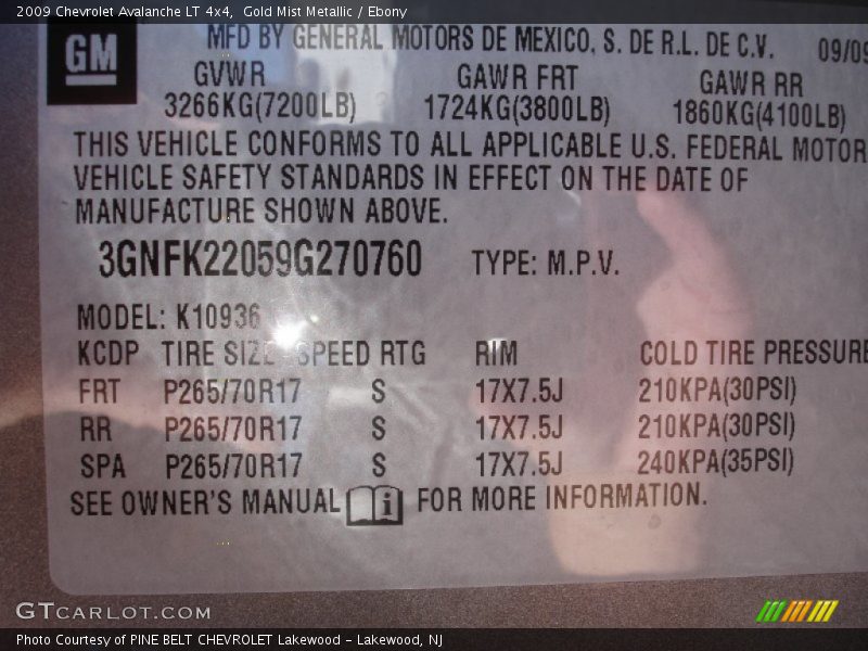 Gold Mist Metallic / Ebony 2009 Chevrolet Avalanche LT 4x4