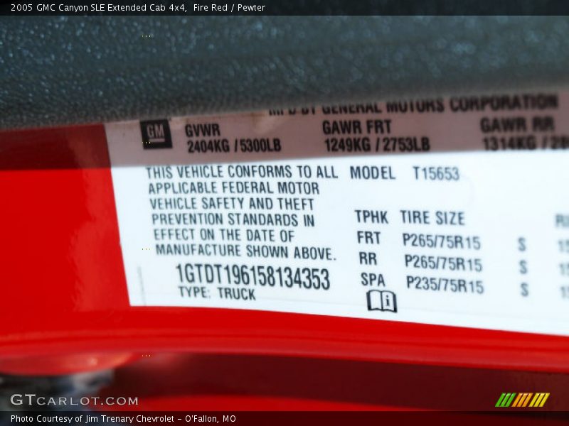 Fire Red / Pewter 2005 GMC Canyon SLE Extended Cab 4x4