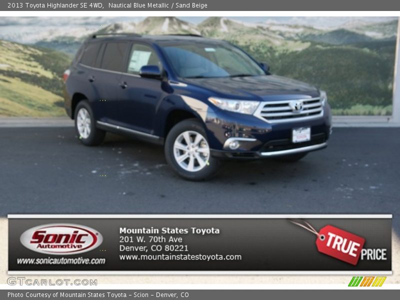 Nautical Blue Metallic / Sand Beige 2013 Toyota Highlander SE 4WD